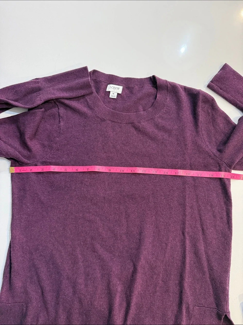 J. Crew Plum Purple Wool Blend High-Low Knit Tunic Crewneck Sweater Size M